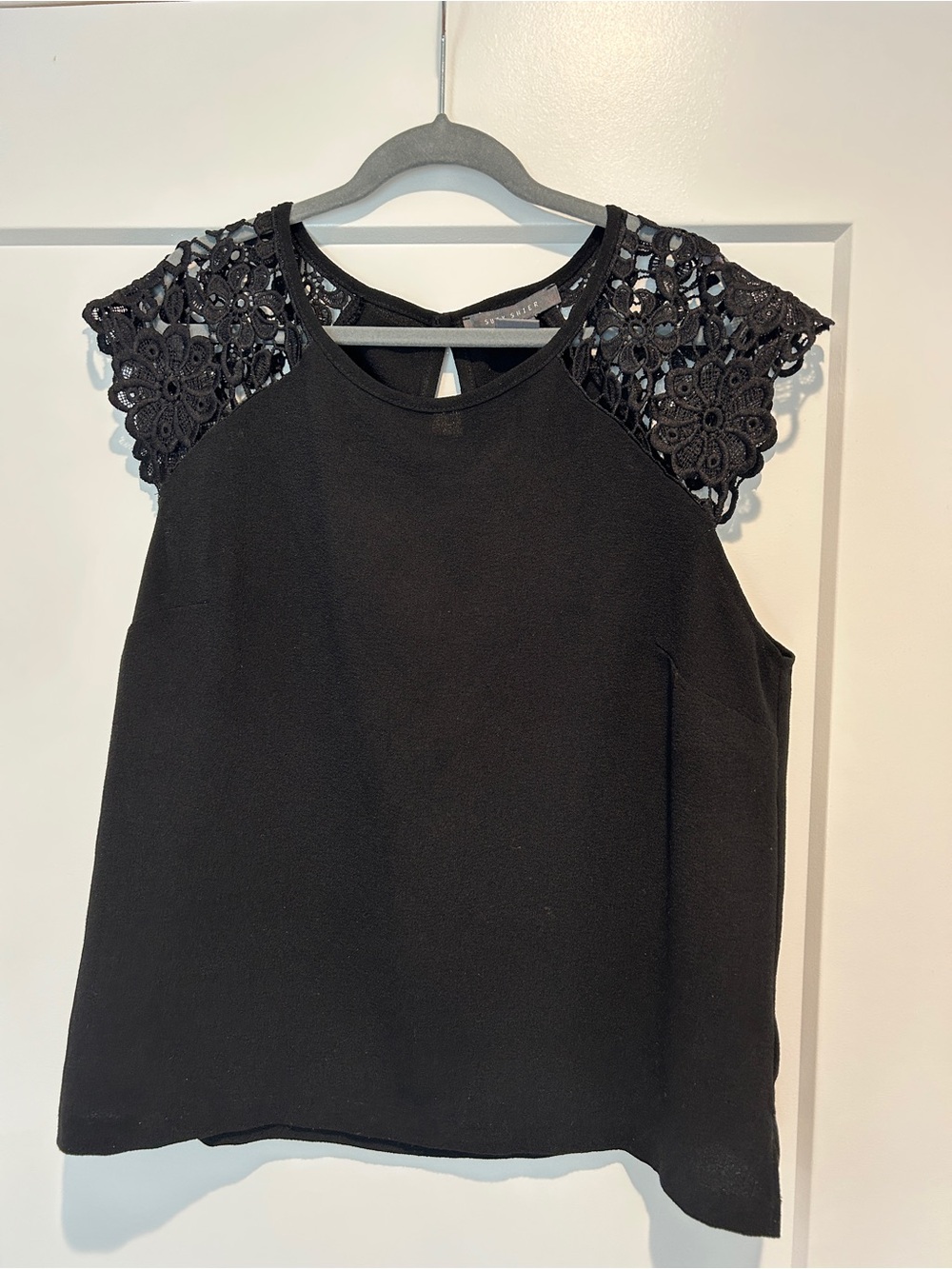 Black Lace Sleeve Women’s Top